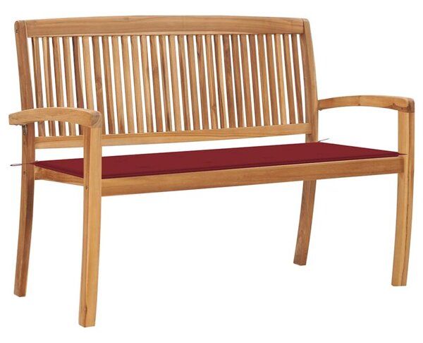 Sztaplowana ławka ogrodowa z poduszką, 128,5 cm, drewno tekowe
