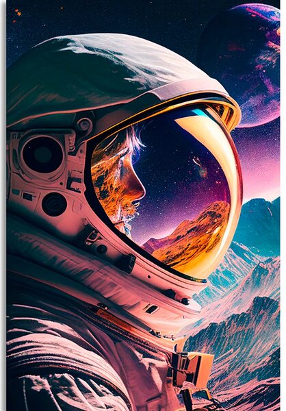 Obraz tajemniczy profil kosmonauty