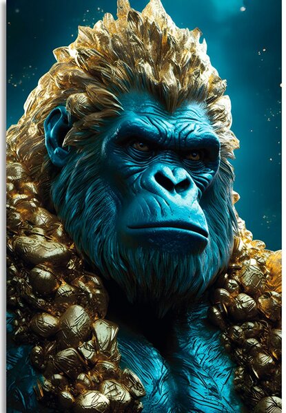 Obraz niebiesko-złota gorilla