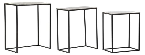 Emaga Komplet 3 Stolików DKD Home Decor Srebrzysty Czarny Metal Aluminium Nowoczesny (50,5 x 28,5 x 59 cm) (1) (3 pcs) (3 Sztuk)