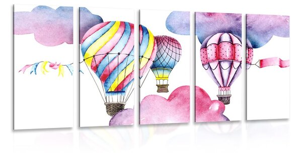 5-częściowy obraz balony na wietrze