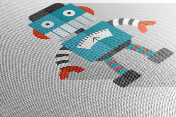 Obraz niebieski robot na białym tle