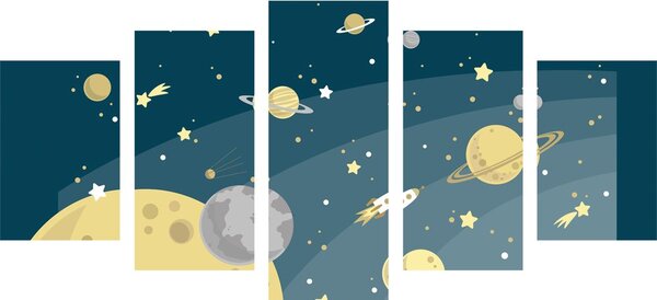 5-częściowy obraz nietypowa wycieczka w kosmos