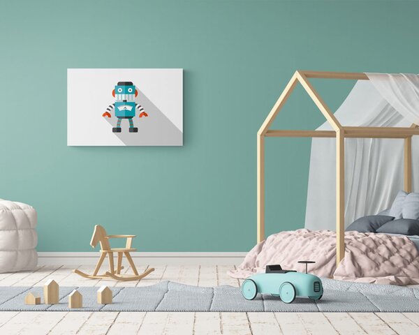 Obraz niebieski robot na białym tle