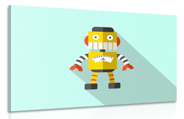Obraz żółty robot na niebieskim tle