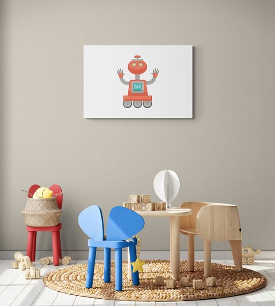 Obraz z motywem robota w kolorze czerwonym