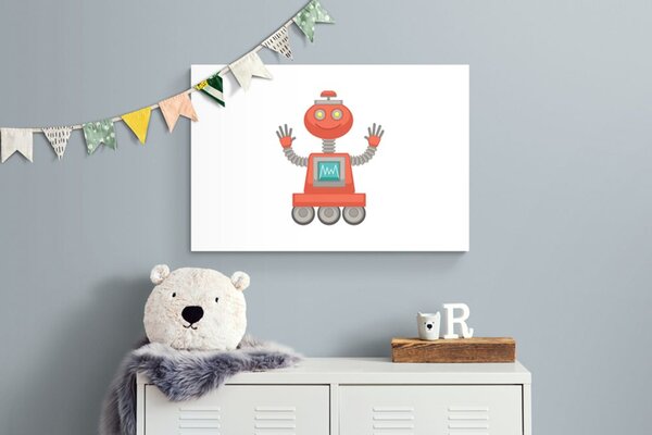 Obraz z motywem robota w kolorze czerwonym