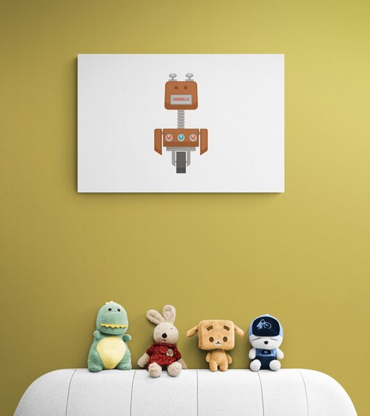 Obraz robot w kolorze brązowym