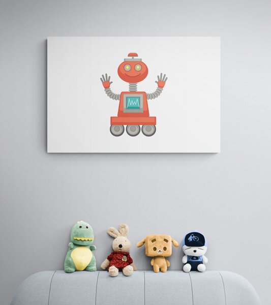 Obraz z motywem robota w kolorze czerwonym