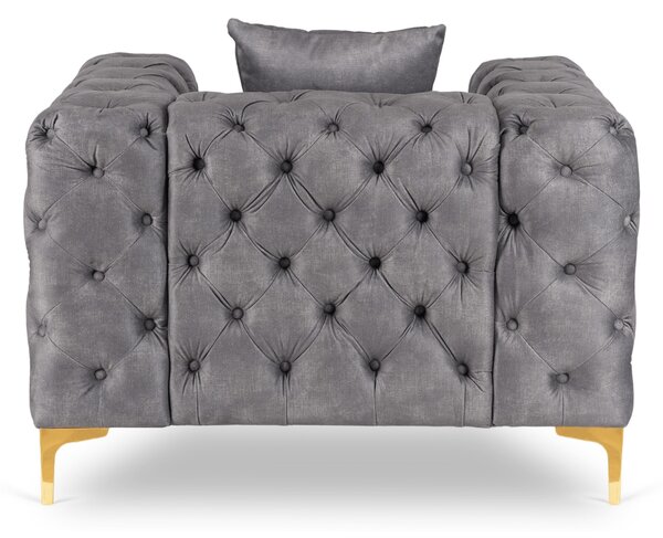 Fotel Wypoczynkowy SORRENTO 1S Szary Welurowy Nowoczesny Glamour
