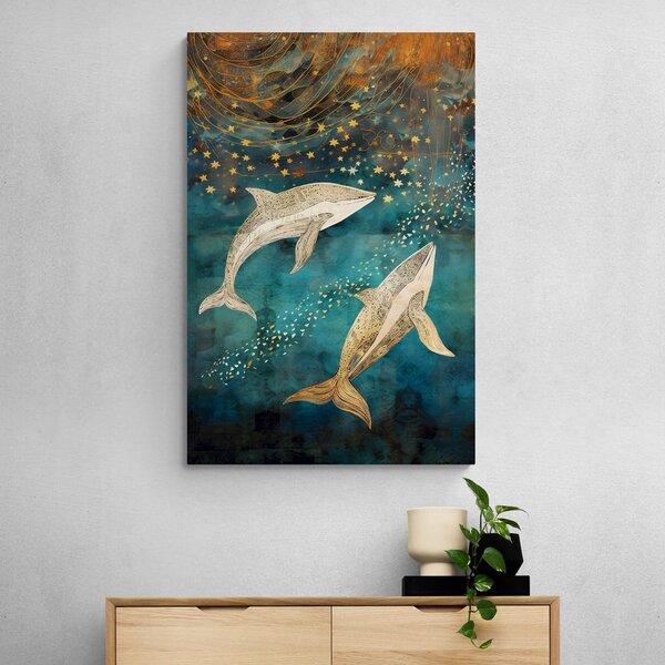 Obraz wieloryby w magicznym oceanie