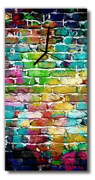 Zegar Szklany Pionowy Kolorowe ściany mur