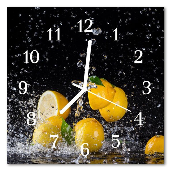 Zegar szklany kwadratowy Cytryny