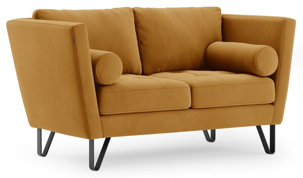Sofa na stalowych nogach Premium Velvet Musztardowa DELTA-149 cm