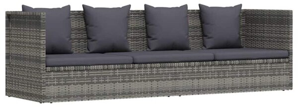 Leżanka ogrodowa, szara, 200 x 60 cm, rattan pe