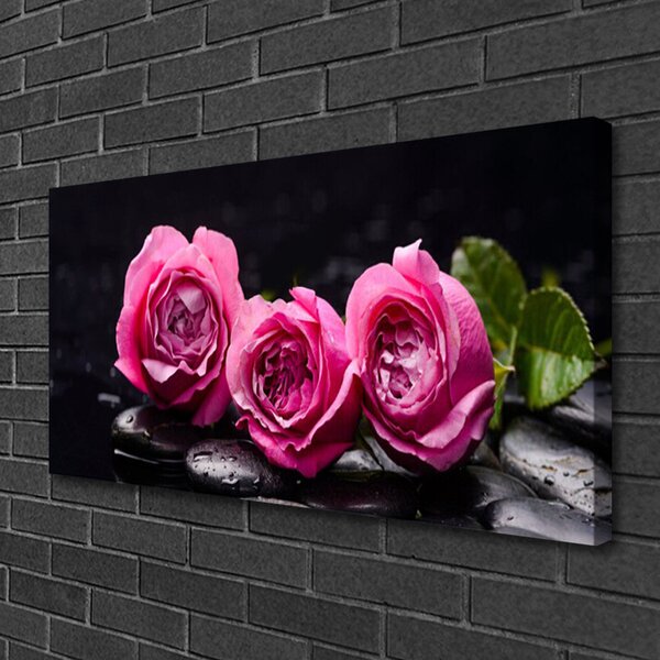 Obraz canvas Harmonia Róż i Kamieni Zen