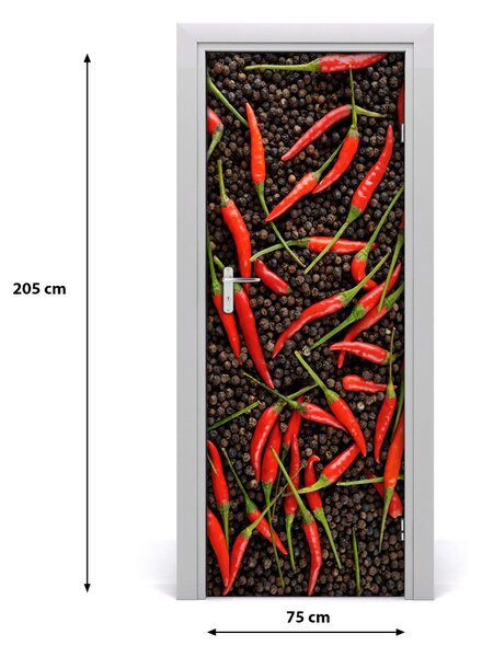 Naklejka na drzwi samoprzylepna Papryczki chilli