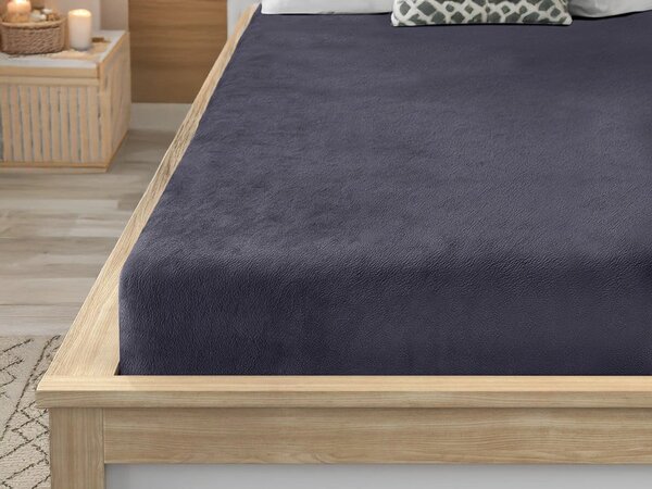 Prześcieradło z mikropluszu SOFT BRONE 90x200 cm antracytowy szare