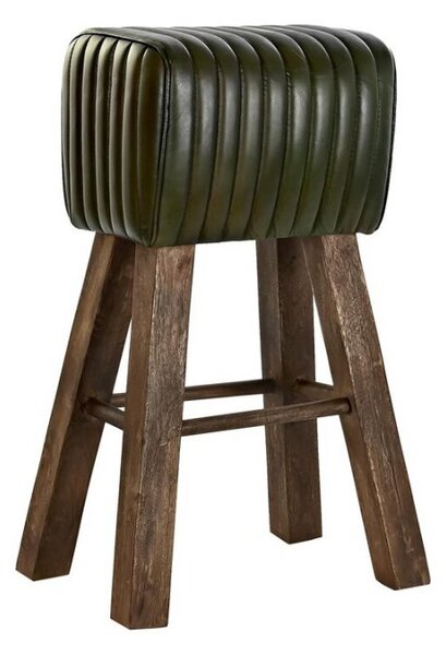 Emaga Taboret DKD Home Decor Drewno Brązowy Skóra Kolor Zielony (41 x 30 x 79 cm)