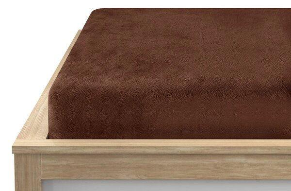 Prześcieradło z mikropluszu SOFT BRONE 90x200 cm brązowe