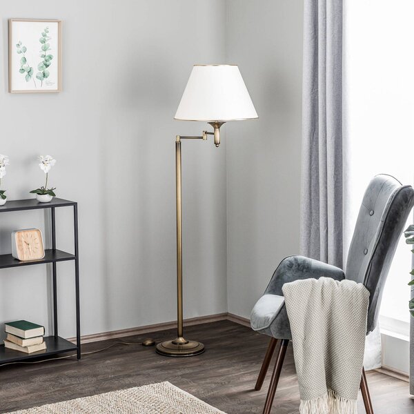 Lampa stojąca Birmingham Jupiter, brązowy / mosiężny, salon / jadalnia, tworzywo sztuczne, antyczny