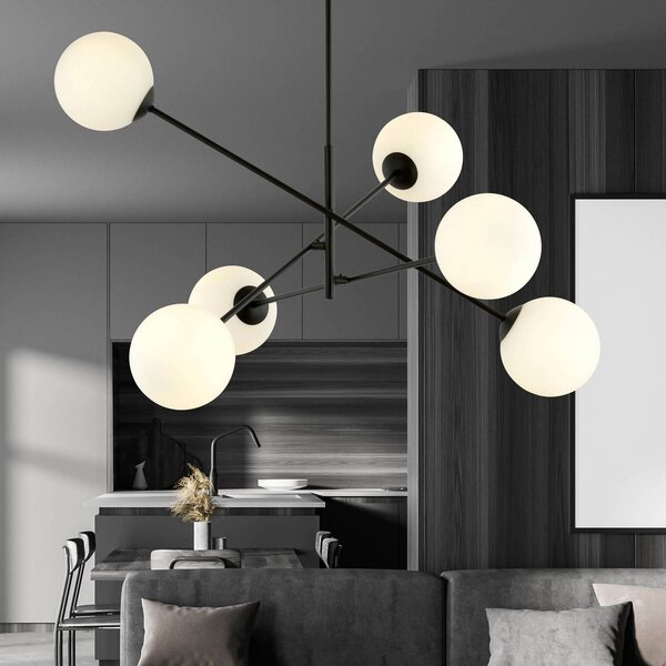 Lampa sufitowa Linear EMIBIG LIGHTING, możliwość ściemniania, czarny, salon / jadalnia, metal, nowoczesny