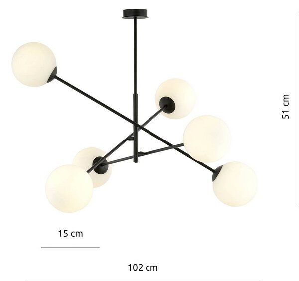 Lampa sufitowa Linear EMIBIG LIGHTING, możliwość ściemniania, czarny, salon / jadalnia, metal, nowoczesny