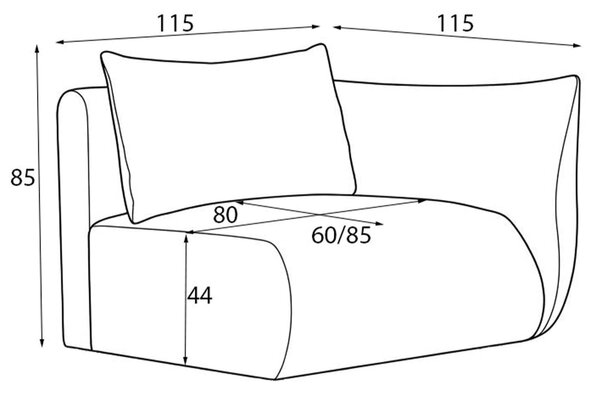 MebleMWM Element modułowy prosty prawy BONA | Kolor do wyboru