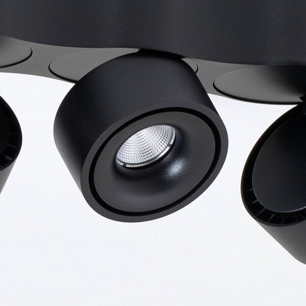 Lampa sufitowa LED Rotari Arcchio, możliwość ściemniania, czarny, salon / jadalnia, aluminium, nowoczesny