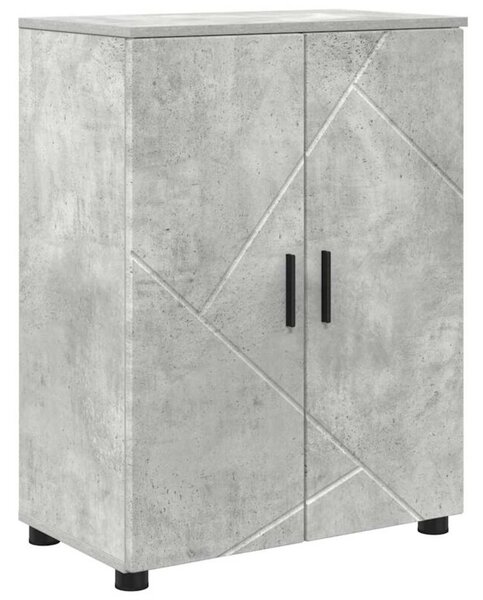 Nowoczesna wolnostojąca szafka łazienkowa w kolorze betonowego szarego z 2 drzwiami, 60x35x80 cm