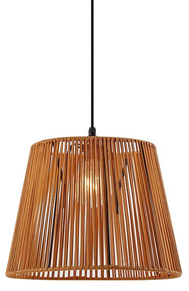 Zewnętrzna lampa wisząca czarna z pomarańczowym kloszem z liny IP44 - Cava Jayla