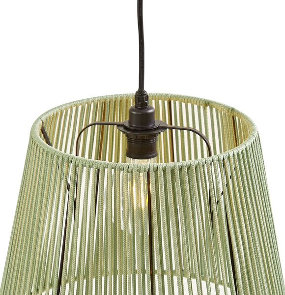 Zewnętrzna lampa wisząca czarna z wielokolorowymi sznurkowymi kloszami 3-źródła światła IP44 - Cava Jayla