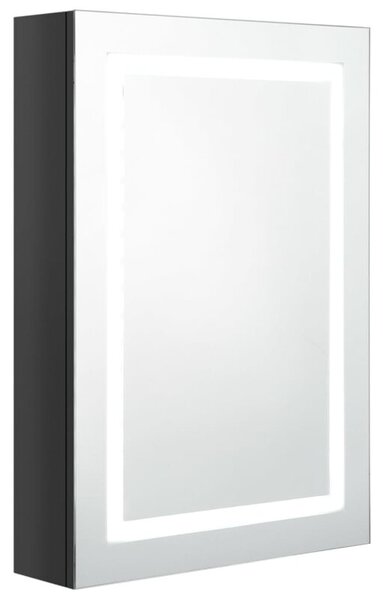 Szafka łazienkowa z lustrem i LED, lśniąca czerń, 50x13x70 cm