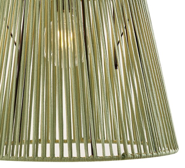 Zewnętrzna lampa wisząca czarna z zielonym sznurem IP44 - Cava Jayla