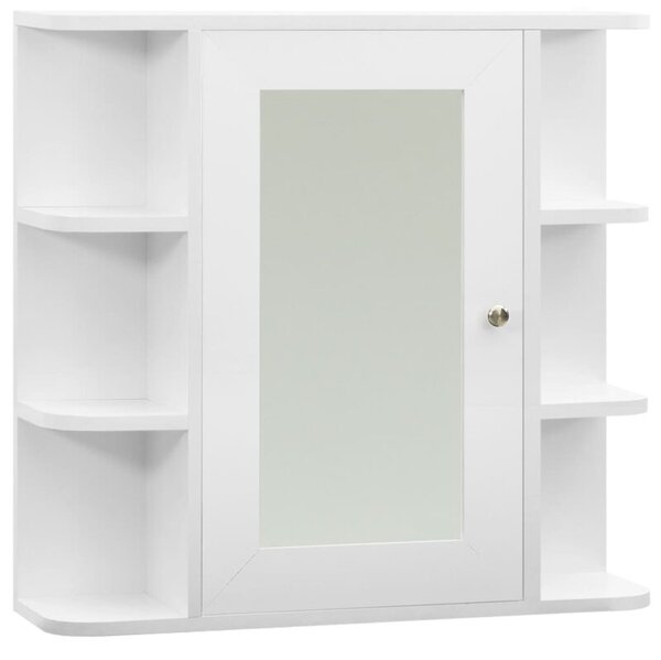 Szafka łazienkowa z lustrem, biała, 66x17x63 cm, mdf
