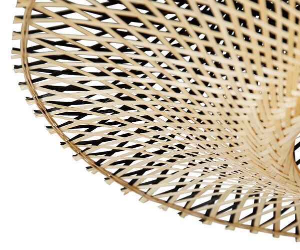 Nowoczesna lampa łukowa czarna z orientalnym abażurem i bambusowym kloszem 50 cm - XXL Rina