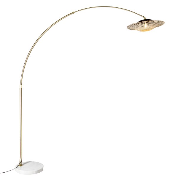 Luk Moderne booglamp wit oosterse kap met bamboe 50 cm - XXL Rina Oswietlenie wewnetrzne