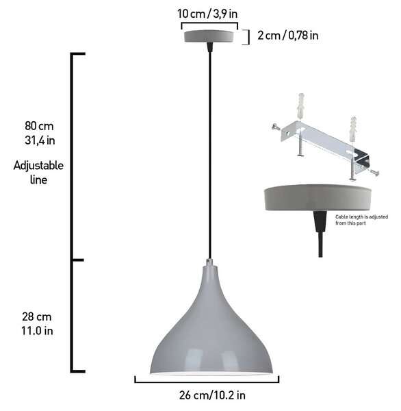 Lampa wisząca Adash ROYALTECH, możliwość ściemniania, aluminiowy / szary / cynkowy, salon / jadalnia, metal