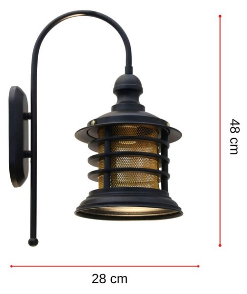 Kinkiet Nostalji ROYALTECH, możliwość ściemniania, czarny, salon / jadalnia, metal, vintage