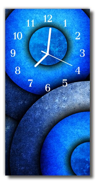 Zegar Szklany Pionowy Koła geometria niebieski