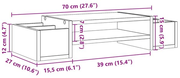 Nadstawka na biurko z przegródkami szary dąb C1-R49