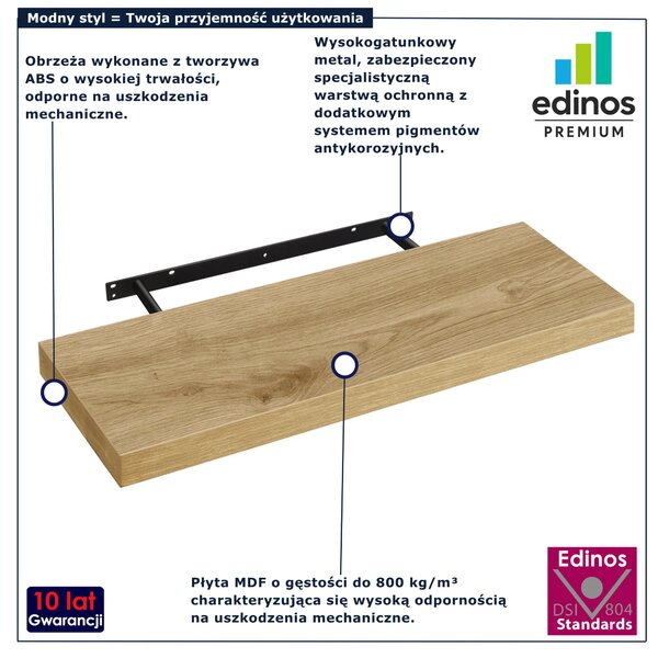 Samowisząca półka 60 cm dąb artisan C6-N74