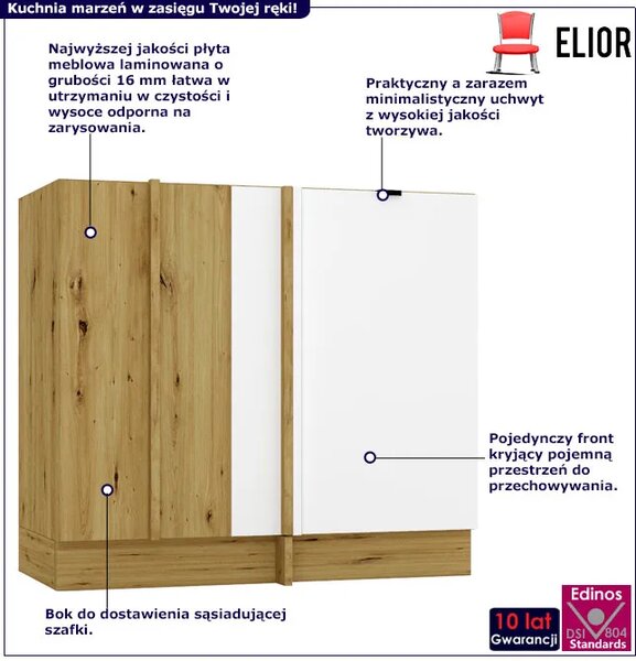 Dolna szafka kuchenna narożna biały + dąb artisan L1-A46