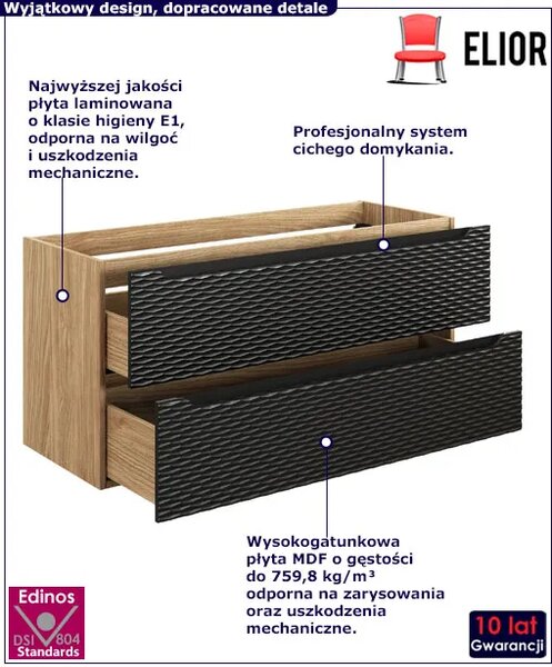 Czarna szafka pod umywalkę z szufladami G7-S17