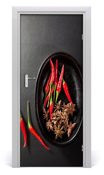 Naklejka na drzwi samoprzylepna Papryczki chilli