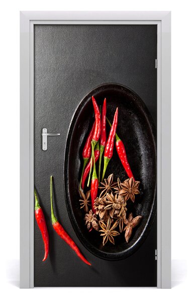 Naklejka na drzwi samoprzylepna Papryczki chilli