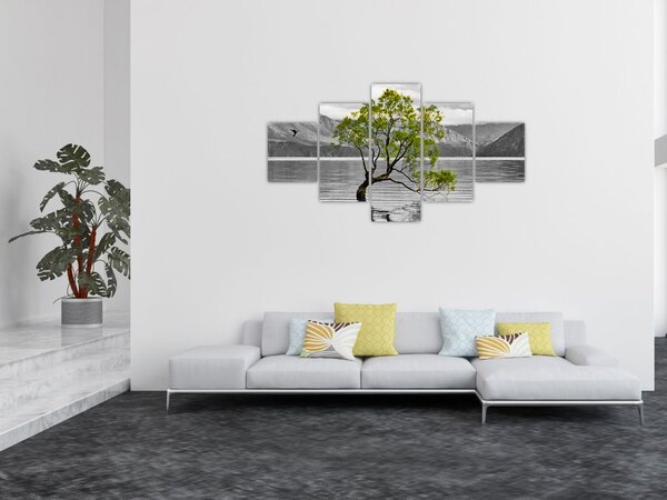 Obraz drzewa na środku jeziora (125x70 cm)