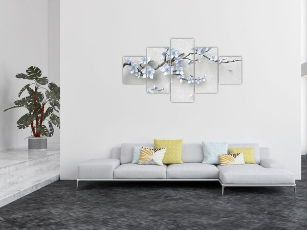 Obraz niebieskich kwiatów (125x70 cm)