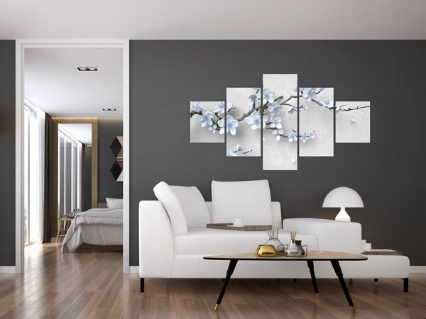 Obraz niebieskich kwiatów (125x70 cm)