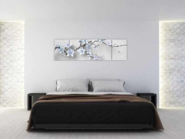 Obraz niebieskich kwiatów (170x50 cm)
